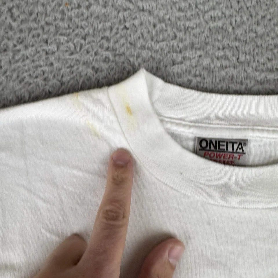 Camiseta vintage Oneita mediana talla blanca puntada única Navidad Santa Foto 4 de 4