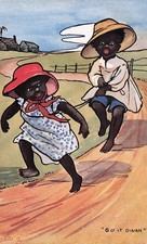 RARE Black Comic Postcard 'Happy Little Coons Series'  Raphael Tuck 9049 Oilette