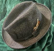 Vintage Unworn Dob s 5th Ave New York Grey Plaid Tweed Wool Fedora Size 6