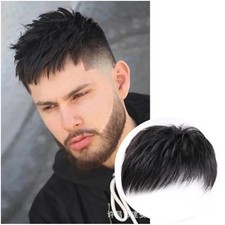 Perruque Homme Cheveux Naturels 100% Humains Noir LUCIEN 1B – Taille Moyenne, Raie Libre, Courte