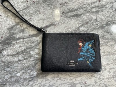 Coach X Marvel Black Widow Wristlet EUC 3582 Leather Zip Clutch | eBay