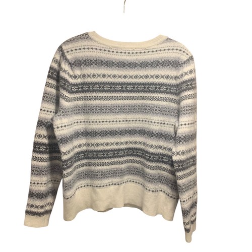 Talbots Damenpullover weiß grau Puffärmel Fair Isle Rundhalsausschnitt Wollmischung XL - Bild 6 von 9