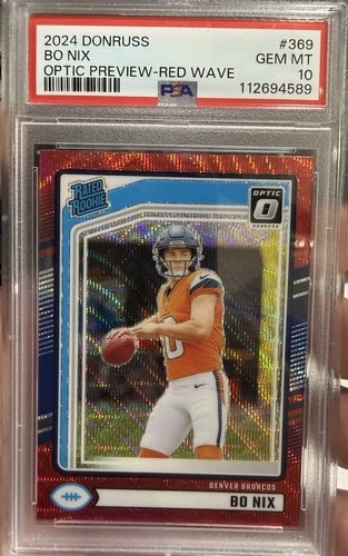 2024 Panini Donruss - Rated Rookie Bo Nix #369 Optic Preview Red Wave Prizm (RC)