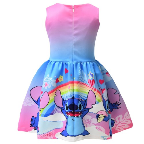 Girls Stitch Casual Dress Toddler Summer Princess Sundress Flower Tie Dresses - Picture 3 of 6