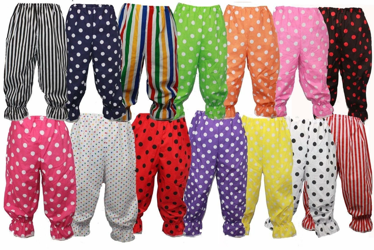 Adults Polka Dot Frilly Pants Rag Doll Panto Clown Pants Bloomers Fancy  Dress