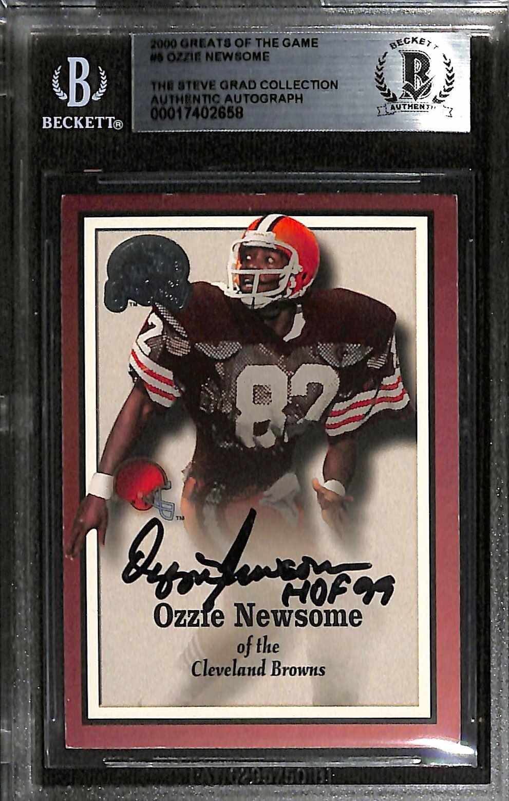 Ozzie Newsome Autographed Signed Cleveland Browns 2000 Greats of the Game #5 Card BECKETT 