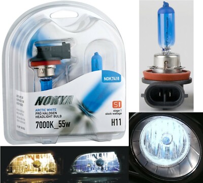 Nokya 7000K White H11 Nok7418 55W Two Bulbs Head Light High Beam Replacement OE