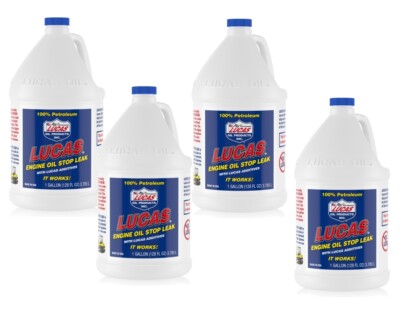 Lucas Oil 10279 Pure Petroleum Engine Oil Stop Leak for Gas/Diesel 1 Gal 4 Pack