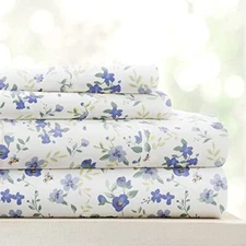 Linen Market 4 Piece Full Size Sheet Sets Light Blue Floral - Sleep Ever with...