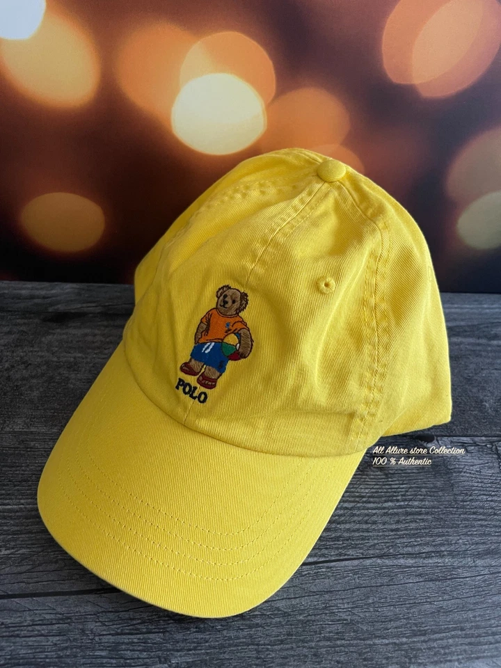 🐻Chapéu Polo Ralph Lauren Polo Bear Masculino Chino Ajustável Boné Bola Amarelo🐻 - Imagem 3 de 4