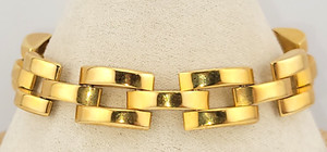 Authentic Chunky 13mm Wide Vintage Gold Plated Tank Link Chain Bracelet 8" Men's
