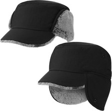 Winter Earflaps Warm Visor Hat Faux Fur Lined Hunting Baseball Hat for Men Women