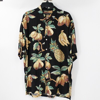 Tori Richard hawaiian shirt Men's Large fruit print pineapple pear banana camp