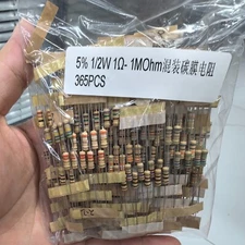 365 Piece 73Values 1/2 Watt Resistor Kit Assortment 5% 1/2W 1Ω- 1MOhm