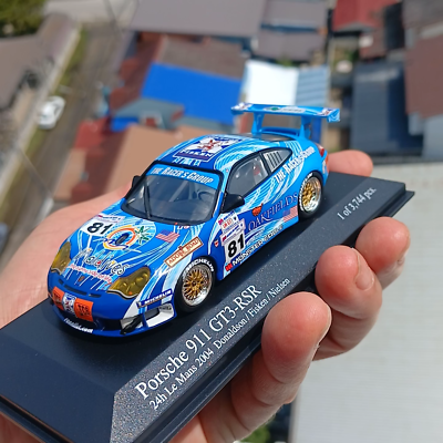 BLUE PORSCHE 911 GT3-RSR - RACING CAR LE MANS - MINICHAMPS
