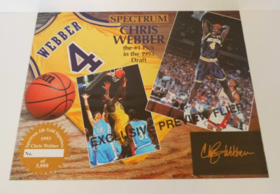 (M 4)  SPECTRUM 1993 CHRIS WEBBER 24K GOLD SIGNATURE SHEET Basketball
