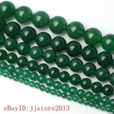 2-12mm Smooth Natural Green Agate Stone Round Shape Jewelry Loose Beads 15 Inch