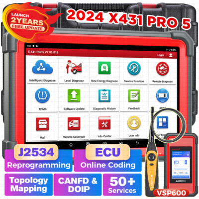 2025 LAUNCH X431 PRO5 PAD V + Car Diagnostic Scanner I*M*M0 Key Programming TPMS