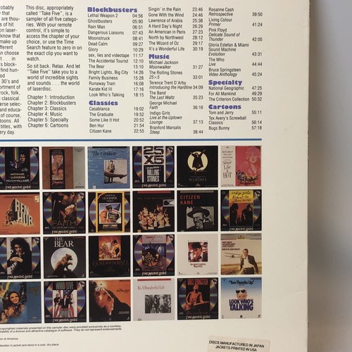 Laserdisc Take Five AV Laser Sony Sampler Disc 1990 Classics Music Cartoons - Picture 12 of 12