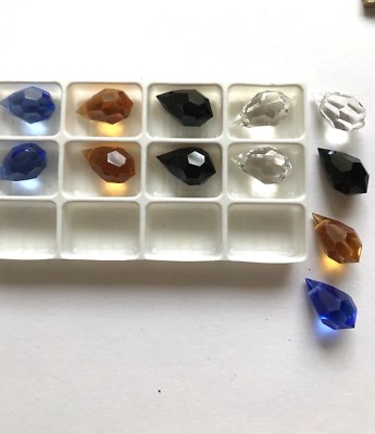 12 Preciosa Assorted 15 x 9mm Facet Crystal Drops Chandelier Jewelry New Stock
