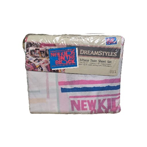 Vintage New Kids On The Block NKOTB Twin Sheet Set Fitted Flat