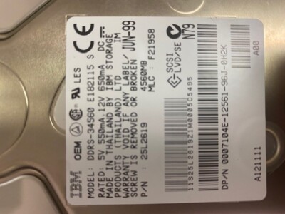 PC周辺機器 DDRS 34560?IBM DDRS 34560?IBM DDRS 34560 IBM DDRS-34560 4.5 GB SCSI HARD DRIVE (E182115) P/N 25L2619