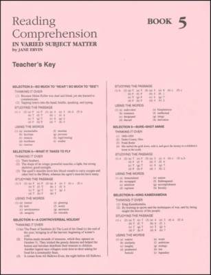 Reading Comprehension in Varied Subject Matter Book 5 Ans. Key - NEW