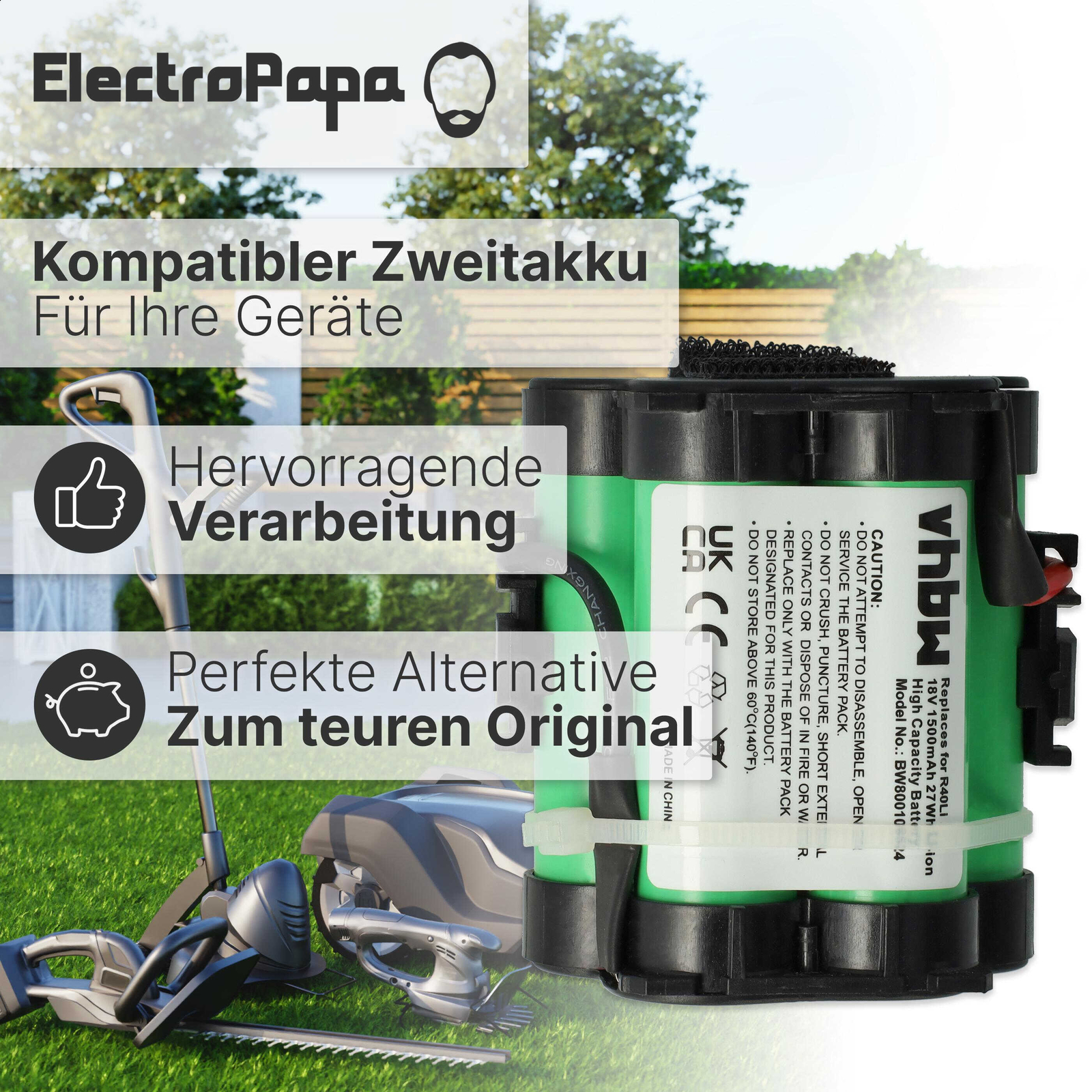 Akku für Gardena R40Li R50Li R38Li R45Li R80Li 124562 R70Li R75Li