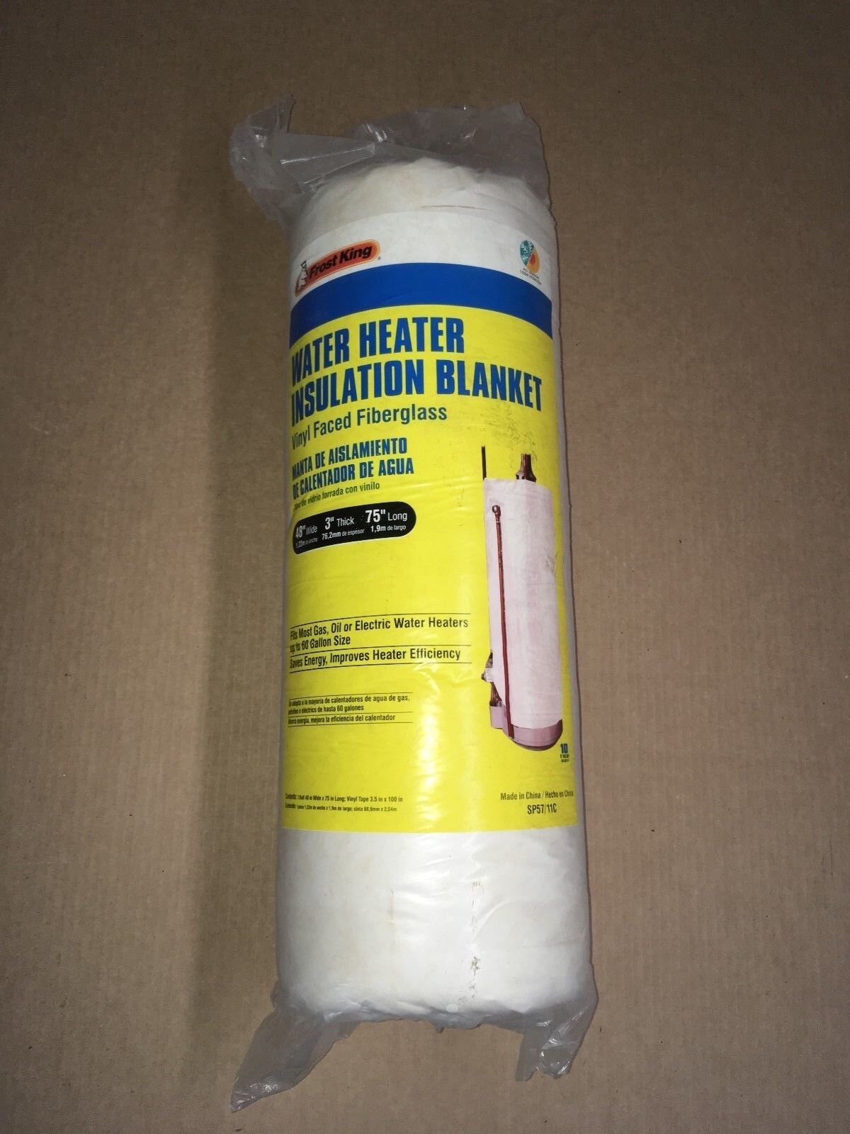 Water Heater Insulation Blanket R10 48x75x3 FROST KING SP57/11C
