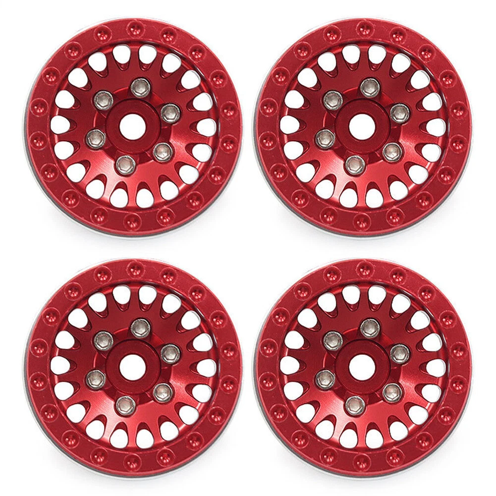Set di 4 Cerchi Beadlock da 1,0 Pollici e Pneumatici in Gomma for Parti di aggiornamento cingolate RC 1/18 TRX4M, 1/24 Axial SCX24 (Color : No.3 Black