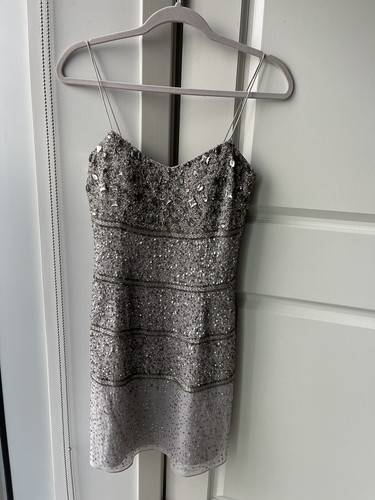 Aidan Mattox sequin silver cocktail 