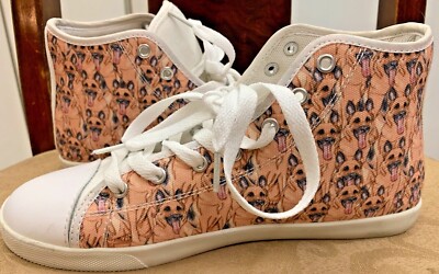 GERMAN SHEPHERD DOG Sneakers Women's Shoes Sz 8 Mid-High Top Dog Lovers Print