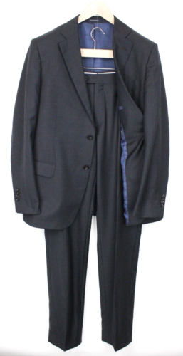 SUITSUPPLY Napoli Men Suit UK44R Dark Grey 2-Piece Melange Pure Wool Formal - Picture 1 of 18