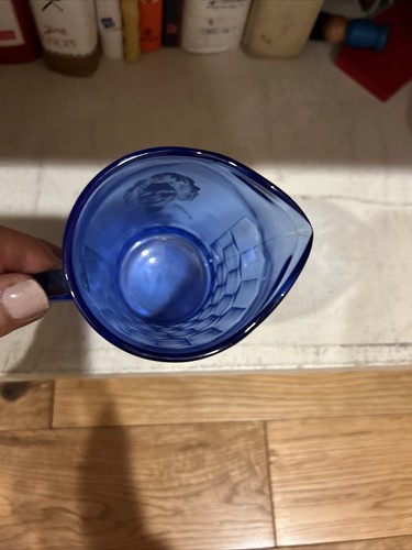 Vintage Cobalt Blue Glass Shirley Temple Pitcher Creamer 4" - Picture 3 of 3