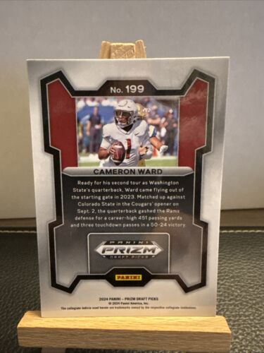 2024 Prizm Draft Picks Cameron (Cam) Ward Rated Prospect #199 Miami - Picture 2 of 2