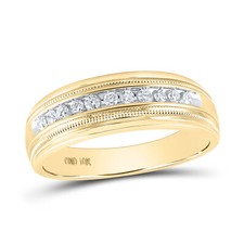 10kt Gold Mens Round Diamond Single Row Milgrain Wedding Band Ring 1/4ctw