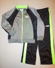 FILA Little Boys 4 Black  Gray 2 Pc. Colorblock Track Suit NWT 55