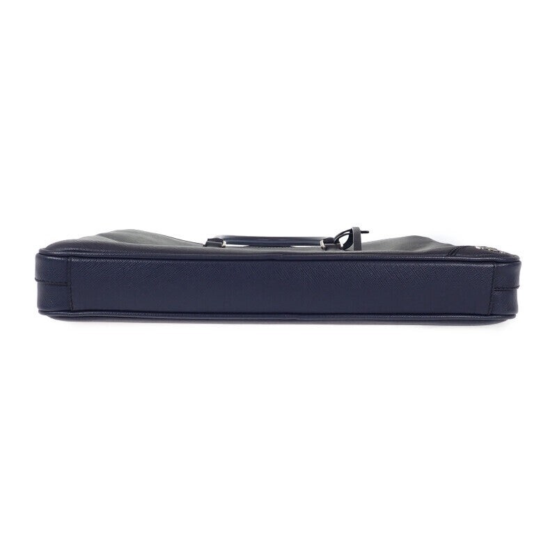 PRADA Briefcase 2WAY Bag Business Bag Saffiano Navy Zipper Men's