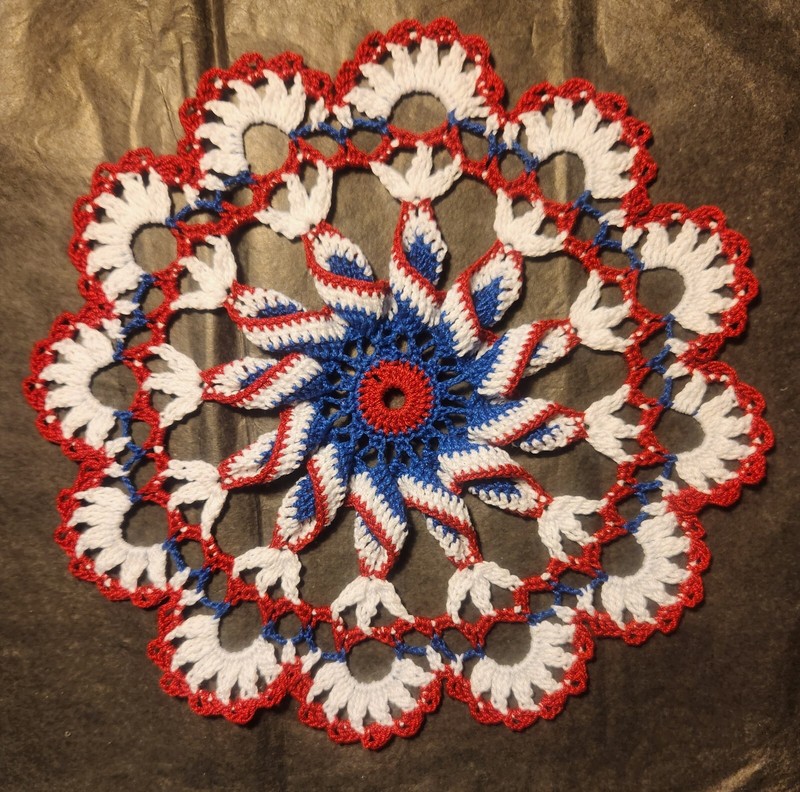 Crochet Patriotic Pinwheel Doily