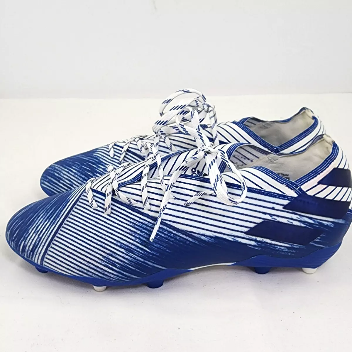 ADIDAS NEMESIS 19.1 FG MEN 6/38 2/3 SOCCER CLEATS WHITE/BLUE eg7238 USED