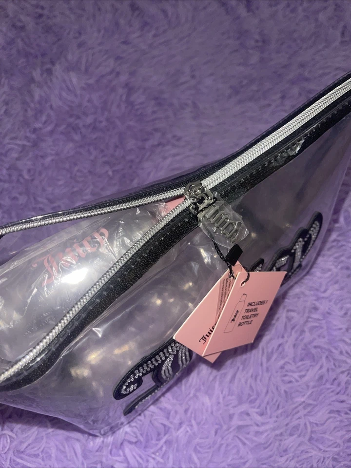 Новый с Ярлыками Juicy Couture прозрачный черный со стразами косметики сумка и путешествий бутылка - Изображение 2 из 4