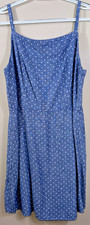 Old Navy Women’s Linen Blend Blue Chambray Blue w/ Polka Dots Tank Dress Sz Lg