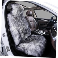 Sheepskin Car Seat Cover, Fluffy Fuzzy Long Wool Front Seat Wolf Tipped
