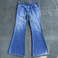 1970s JC Penney Bell Bottom Plain Pocket Denim Jeans Hippie Flare Vtg 32 X 30.5