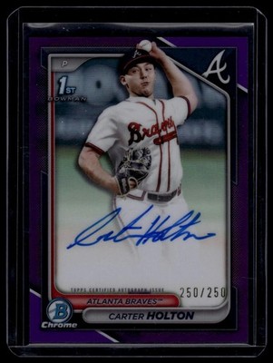 2024 Bowman Draft Carter Holton Auto Purple Refractor Last on Print