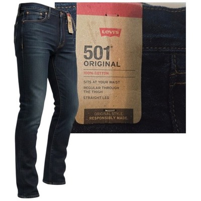 Levi's 501 Original Jeans Men 32x30 Dark Blue Straight Leg 100% Cotton NWT