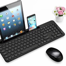 LeadsaiL Wireless Keyboard & Mouse Combo – Full‑Size QWERTY UK Layout with Table