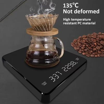 Digitale Kaffeewaage mit Timer LED-Bildschirm Espresso USB 3 kg hohe Präzision