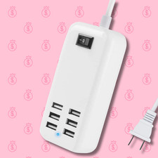 Multi 6 Port USB Hub Wall Charger Station Fast Charging AC Power Adapter Desktop