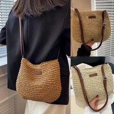 Summer Straw Crossbody Bag Women's Fashion Beach Woven Shoulder Handbag Purse
